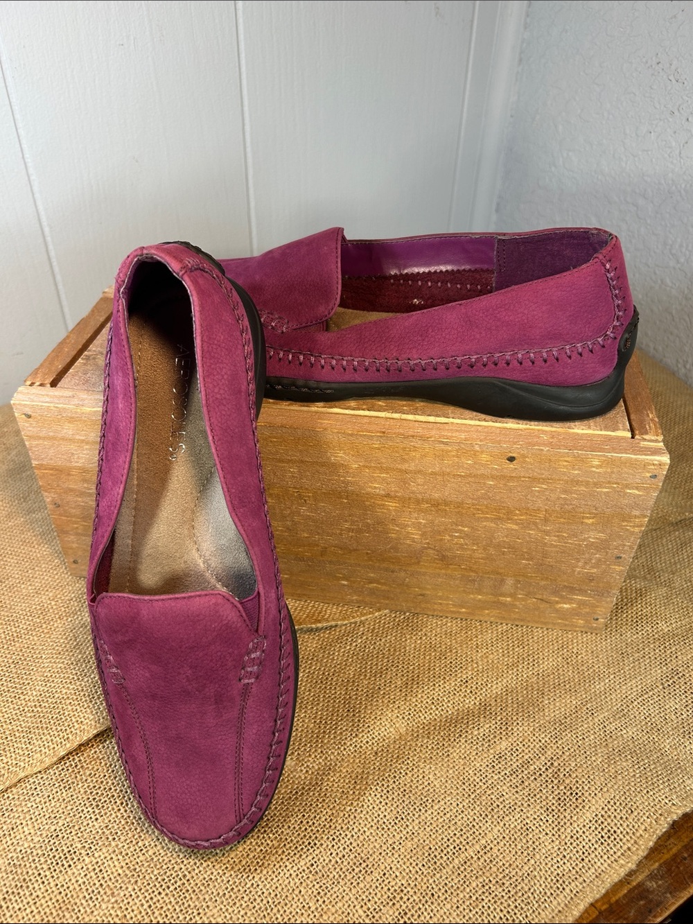 AEROSOLES Women's Suede Loafers in Plum